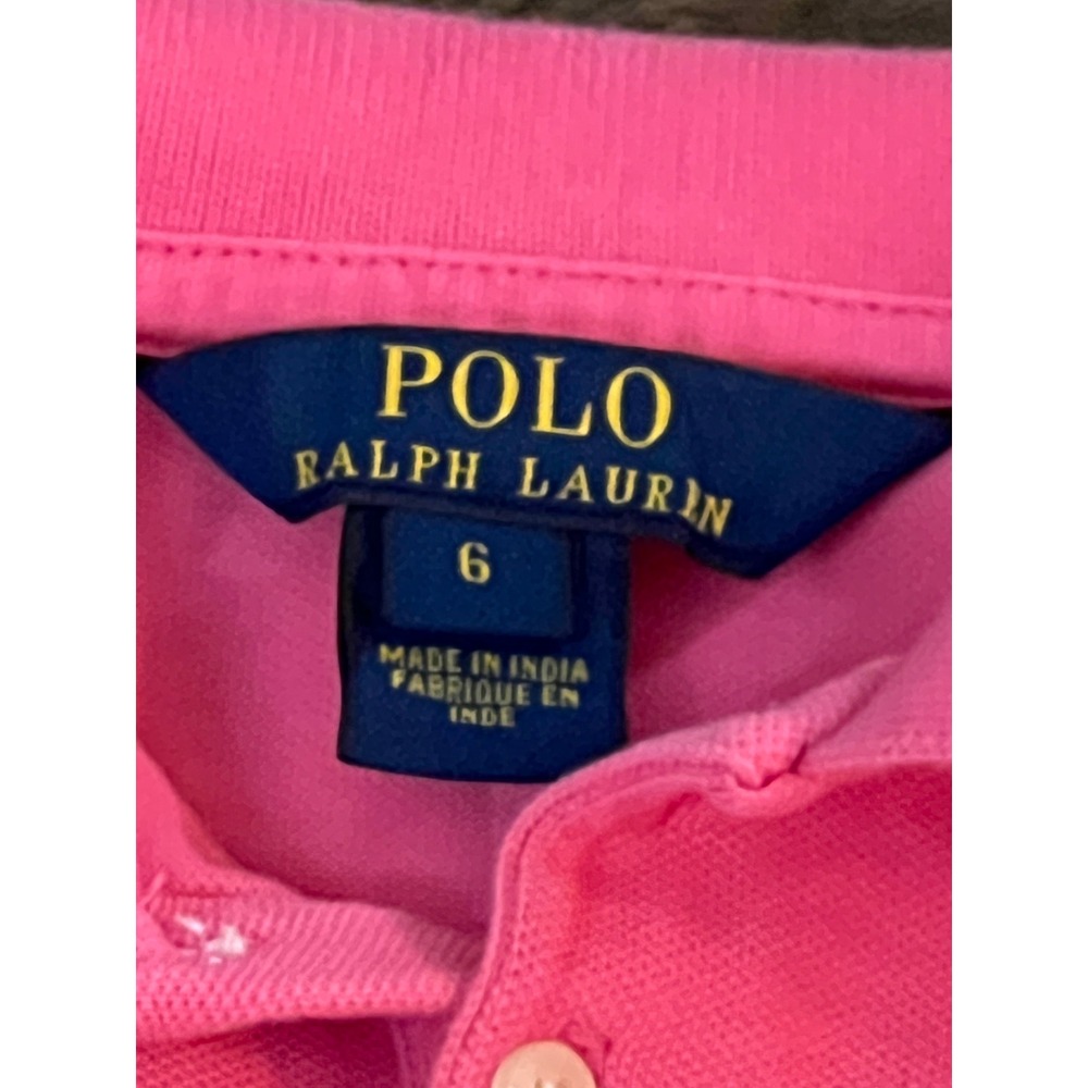 Polo Ralph Lauren Girls Pink Cotton Pique Drop Waist Polo Dress Size 6 - Picture 3 of 4
